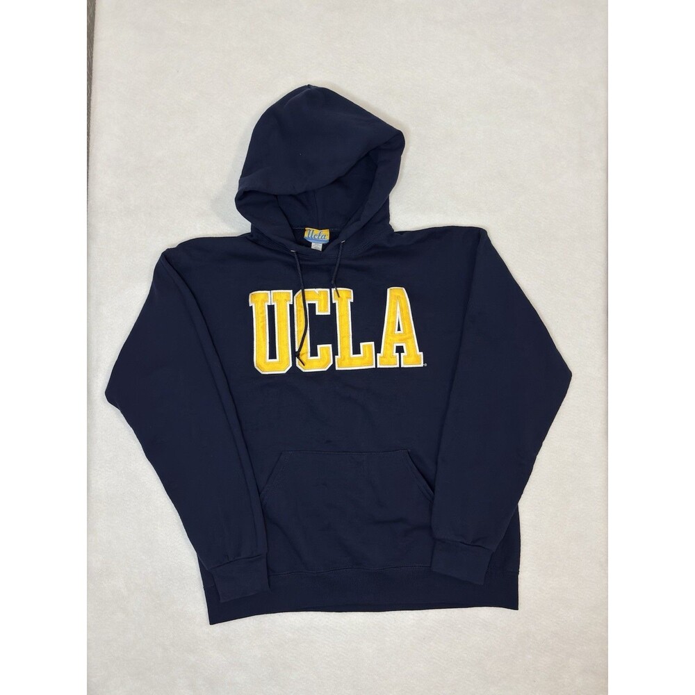UCLA Bruins Hoodie Navy Blue Stitched Spellout Pullover Sweatshirt Unisex Large